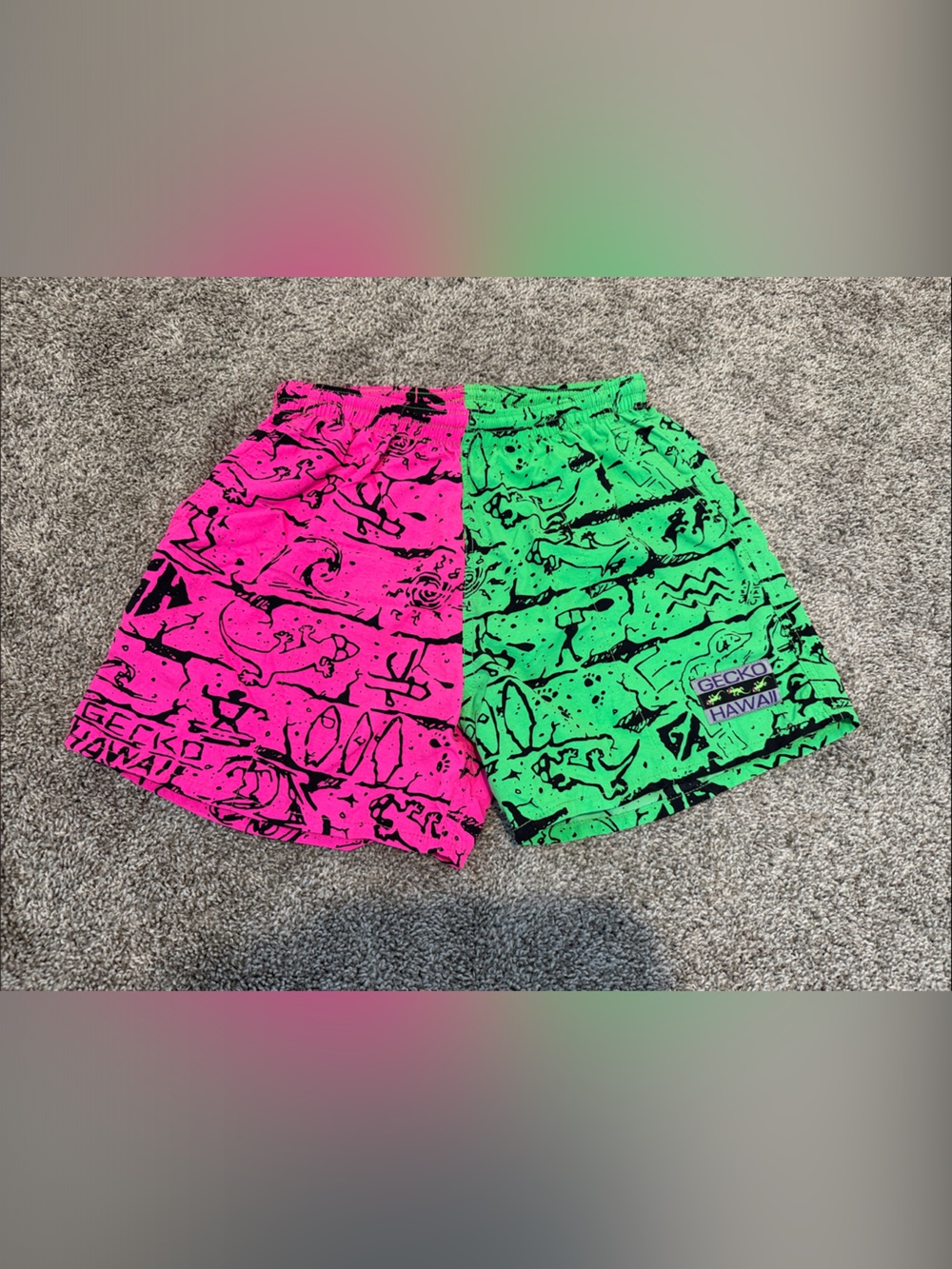 Ecko Unlimited Neon Pink & Neon Green Men's Swim Shorts